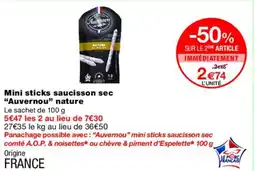Monoprix AUVERNOU Mini sticks saucisson sec nature offre