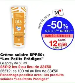 Monoprix LES PETITS PRÖDIGES Crème solaire SPF50+ offre