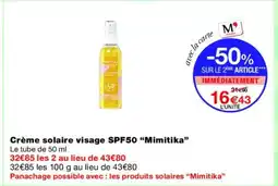 Monoprix MIMITIKA Crème solaire visage SPF50 offre