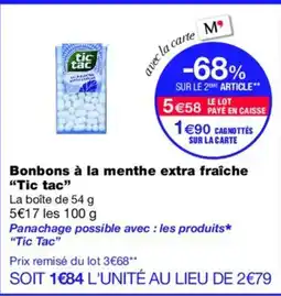 Monoprix TIC TAC Bonbons à la menthe extra fraîche offre