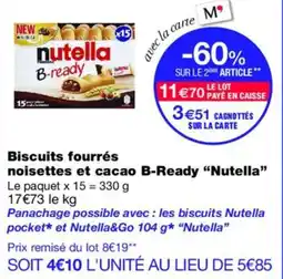 Monoprix NUTELLA Biscuits fourrés noisettes et cacao B-Ready offre