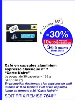 Monoprix CARTE NOIRE Café en capsules aluminium espresso classique n° 7 offre