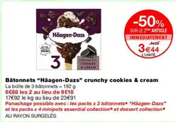 Monoprix HÄAGEN-DAZS Bâtonnets crunchy cookies & cream offre