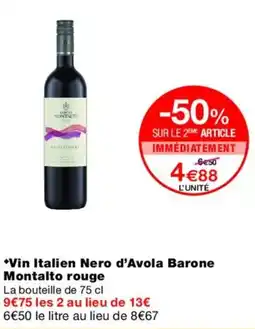 Monoprix Vin Italien Nero d'Avola Barone Montalto rouge offre