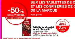 Monoprix CÔTE D'OR Tablette de chocolat au lait offre