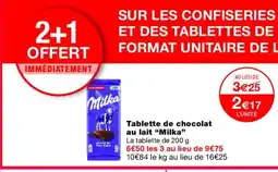 Monoprix MILKA Tablette de chocolat au lait offre