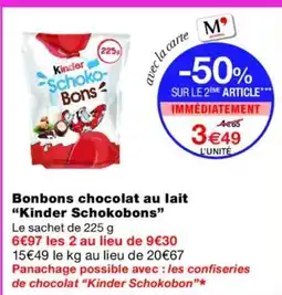 Monoprix KINDER Bonbons chocolat au lait offre