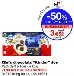 Monoprix KINDER JOY Œufs chocolats offre