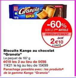 Monoprix GRANOLA Biscuits Kango au chocolat offre