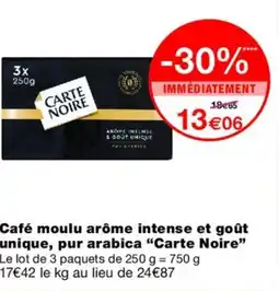 Monoprix CARTE NOIRE Café moulu arôme intense et goût unique, pur arabica offre