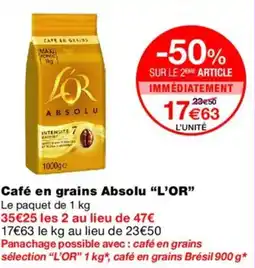 Monoprix L'OR Café en grains Absolu offre