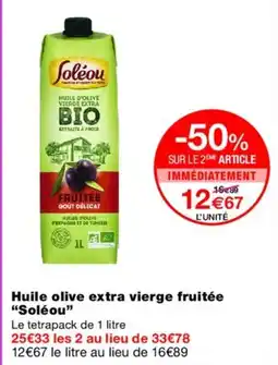 Monoprix SOLÉOU Huile olive extra vierge fruitée offre