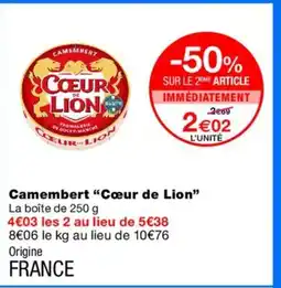 Monoprix CŒUR DE LION Camembert offre