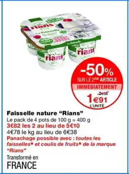Monoprix RIANS Faisselle nature offre