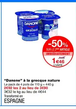 Monoprix DANONE à la grecque nature offre