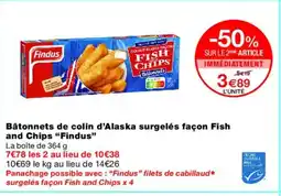 Monoprix FINDUS Bâtonnets de colin d'Alaska surgelés façon Fish and Chips offre
