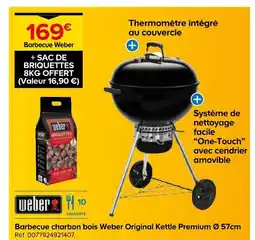 Castorama Weber barbecue charbon bois original kettle premium ø 57cm offre