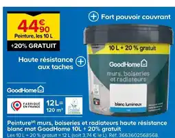Castorama Goodhome peinture murs, boiseries et radiateurs haute résistance blanc mat offre