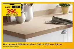 Castorama Izee plan de travail décor chêne offre