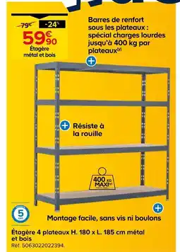 Castorama Étagère métal et bois offre