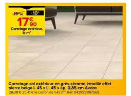 Castorama Avora carrelage sol extérieur en grès cérame émaillé effet pierre beige offre