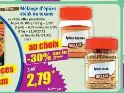 Norma Niclaus mélange d'épices steak ou texane offre