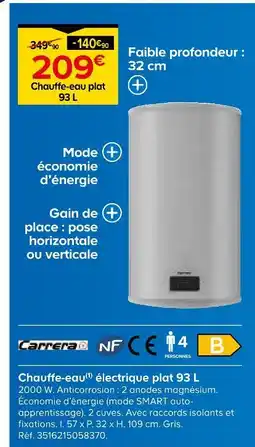 Castorama Chauffe-eau électrique plat 93 l offre