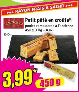 Norma Le bistronome petit pâté en croûte offre