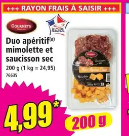 Norma Gourmets duo apéritif mimolette et saucisson sec offre