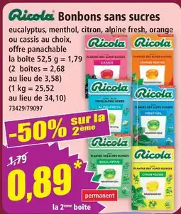 Norma Ricola bonbons sans sucres offre