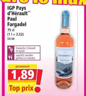 Norma Paul fargadel igp pays d'hérault offre