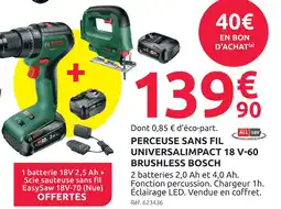 Mr Bricolage Bosch perceuse sans fil universalimpact 18 v-60 brushless offre