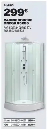 Brico Dépôt Cabine douche omega 85x35 offre