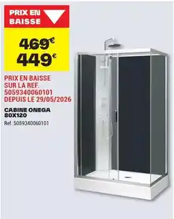 Brico Dépôt Prix en baisse sur la ref. 505934006101 depuis le 29/05/2026 cabine onica offre