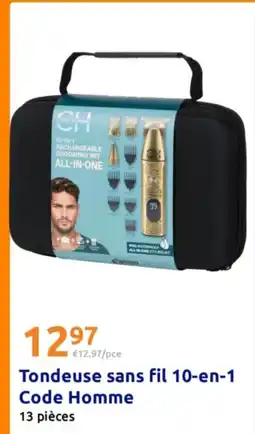 Action Tondeuse sans fil 10-en-1 code homme offre