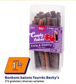 Action Bonbons batons fourrés becky's offre