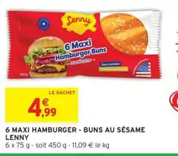 Intermarché 6 MAXI HAMBURGER BUNS AU SÉSAME LENNY offre