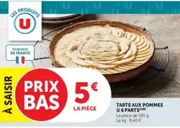 Super U TARTE AUX POMMES U 6 PARTS offre