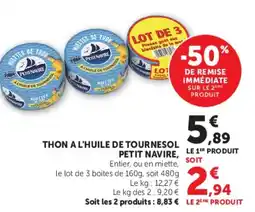 Super U THON A L'HUILE DE TOURNESOL PETIT NAVIRE offre