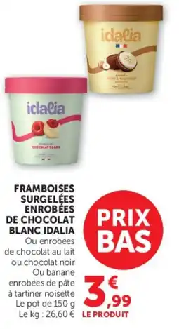 Super U FRAMBOISES SURGELÉES ENROBÉES DE CHOCOLAT BLANC IDALIA offre