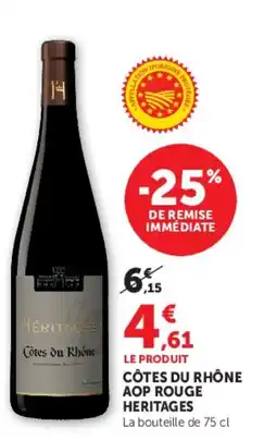 Super U CÔTES DU RHÔNE AOP ROUGE HERITAGES offre