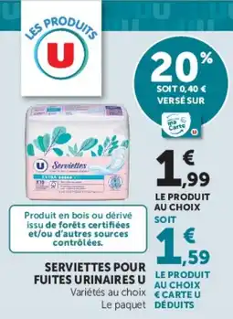 Super U Serviettes pour fuites urinaires u offre