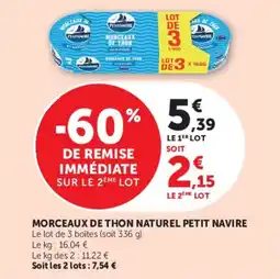 Super U Morceaux de thon naturel petit navire offre