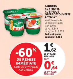 Super U Yaourts aux fruits au bifidus offre decouverte activia offre
