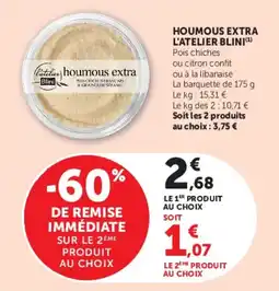 Super U Houmous extra l'atelier blini offre