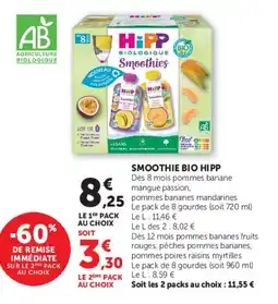 Super U Smoothie bio hipp offre