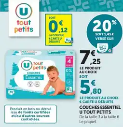 Super U Couches essentiel u tout petits offre