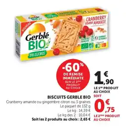 Super U Biscuits gerble bio offre