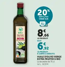 Super U Huile d'olive vierge extra fruitee u bio offre