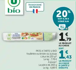 Super U Pate a tarte u bio offre